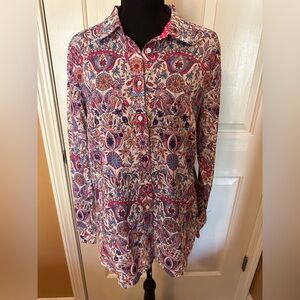 Talbots Pink, Blue & Orange Paisley Button-Front Shirt